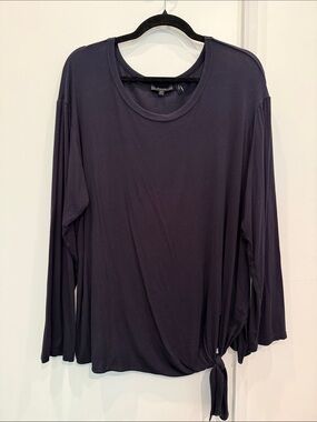 Theory Navy Long Sleeve Top With Tie Front